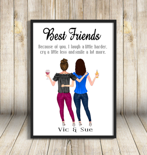 Best Friends A4 Print, Custom Best Friends Picture